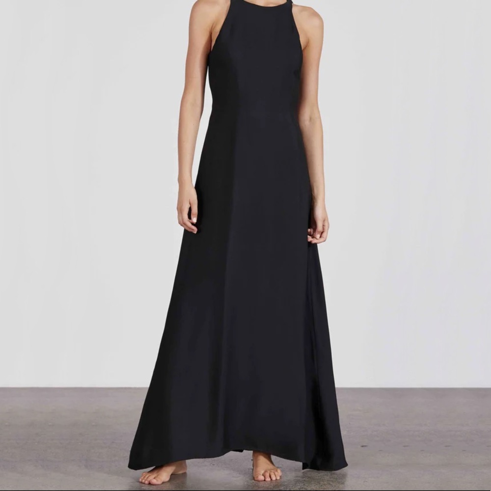 BONDI BORN Black Backless Halter Maxi Dress